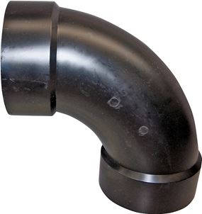 Canplas 102276BC Long Sweep Pipe Elbow, 1-1/2 in, Hub, 90 deg Angle, ABS, Black