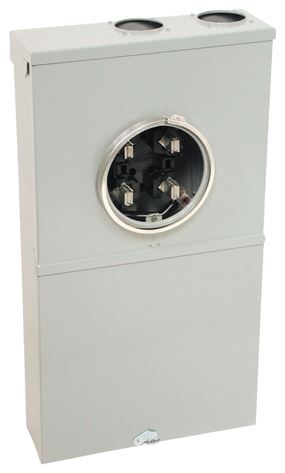 GE TSM420CSCUP Meter Socket Load Center, 200 A, 4-Space, 8-Circuit, Ring, NEMA 3R Enclosure, Surface