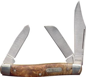 OLD TIMER 8OTW Folding Pocket Knife, 3 in L Blade, 7Cr17 High Carbon Stainless Steel Blade, 3-Blade
