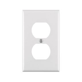 Leviton 88003 Receptacle Wallplate, 4-1/2 in L, 2-3/4 in W, 1 -Gang, Thermoset Plastic, White, Smooth