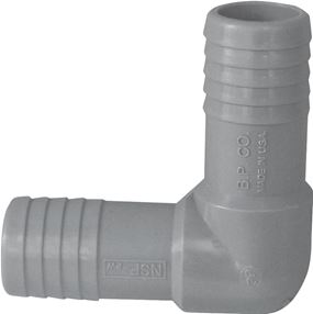 Boshart UPPE-10 Pipe Elbow, 1 in, Insert, 90 deg Angle, Polypropylene, Gray