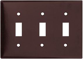 Eaton Wiring Devices 2141B-BOX Wallplate, 4-1/2 in L, 6.37 in W, 3 -Gang, Thermoset, Brown, High-Gloss