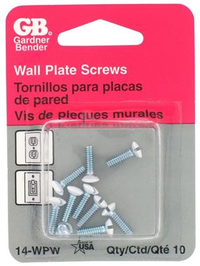 Gardner Bender 14-WPW Screw Kit, 1/2 in L, Flat Head