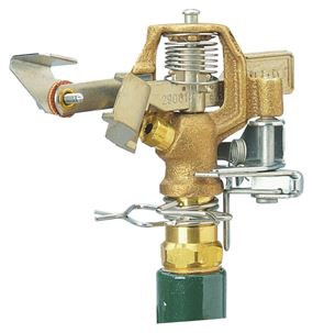 Orbit WaterMaster 55032 Impact Sprinkler with Single Nozzle, 1/2 in Connection, 20 to 40 ft, Brass