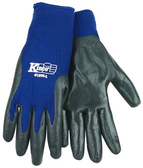 Kinco 1890-M High-Dexterity Work Gloves, Men's, M, Knit Wrist Cuff, Nitrile Coating, Nylon Glove, Gray/Navy Blue