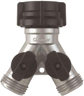 Gilmour 800154-1001 Y-Connector, Zinc, Chrome, For: Garden Hose