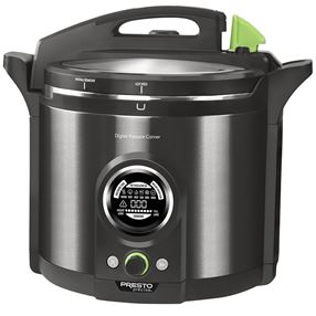 Presto 02144 Digital Pressure Canner, 12 qt Capacity, 1485 W, Stainless Steel, Black, 14 in L, 17 in W, 16 in H