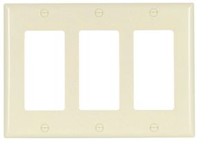 Eaton Cooper Wiring 2163 2163LA-BOX Wallplate, 4-1/2 in L, 6.37 in W, 3 -Gang, Thermoset, Light Almond, High-Gloss