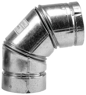 Selkirk PELLET PIPE 243231/243230 Stove Pipe Elbow, 90 deg Angle, 3 in, Stainless Steel, Galvanized