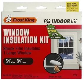 Frost King V74 Indoor Shrink Window Kit, 54 in W, 84 in L, Plastic, Clear