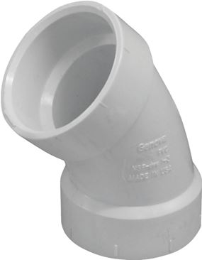 Canplas 192502 Sanitary Pipe Elbow, 2 in, Hub, 45 deg Angle, PVC, White