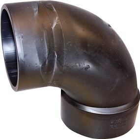 Canplas 102454LBC Sanitary Street Pipe Elbow, 4 in, Spigot x Hub, 90 deg Angle, ABS, Black