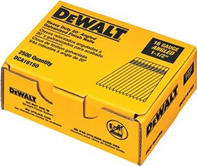 DeWALT DCA16150 Finish Nail, 1-1/2 in L, 16 Gauge, Steel, Galvanized, Brad Head, Smooth Shank, 2500/PK