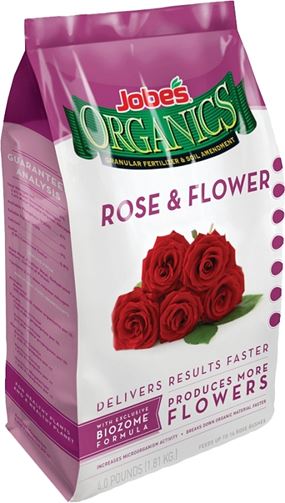 Jobes 09426 Rose and Flower Organic Plant Food, 4 lb Bag, Granular, 3-4-3 N-P-K Ratio