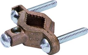 nVent ERICO CWP2J Pipe Clamp, Clamping Range: 1/4 to 1 in, #10 to 2 AWG Wire, Silicone Bronze