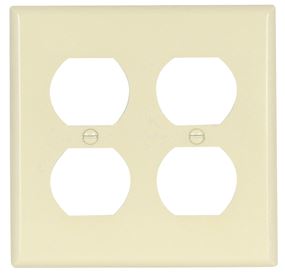 Eaton Wiring Devices 2150LA-BOX Receptacle Wallplate, 4-1/2 in L, 4-9/16 in W, 2 -Gang, Thermoset, Light Almond