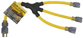 Prime GC130802 Generator W-Adapter with Indicator Light, 12/3 AWG Cable, 2 ft L, Yellow