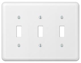 Amerelle Devon 935TTTW Wallplate, 5 in L, 6-9/16 in W, 3 -Gang, Steel, White, Pack of 3