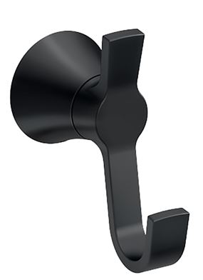 Moen Mikah Series Y0703BL Robe Hook, 1-Hook, Zinc, Matte Black, Wall Mounting