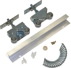 Johnson Hardware 200721DR Deluxe Pocket Door Hardware Set, 72 in L Track, Top Mounting