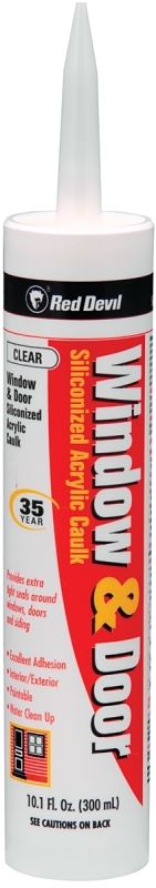 Red Devil 0876 Siliconized Acrylic Caulk, Clear, -20 to 180 deg F, 10.1 fl-oz Cartridge