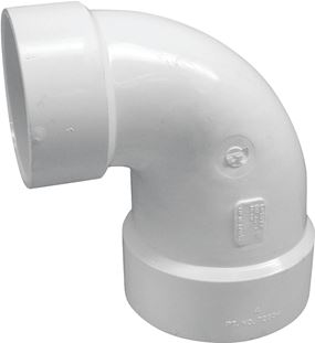 Canplas 192223 Reducing Closet Bend Pipe Elbow, 4 x 3 in, Hub, 90 deg Angle, PVC, White