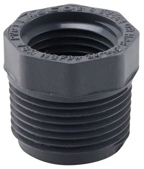 Lasco 839101BC Reducing Bushing, 3/4 x 1/2 in, Male x Female, PVC, SCH 80 Schedule