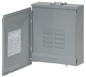 Cutler-Hammer BR BR612L125RP Load Center, 125 A, 6 -Space, 12 -Circuit, Main Lug, NEMA 3R Enclosure, Plug Mounting