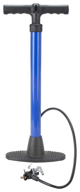 ProSource JL-HP013L Bicycle Hand Air Pump, 8-7/8 W x 21-1/2 H in, 120 psi Max Pressure, A18 Valve Valve, Blue