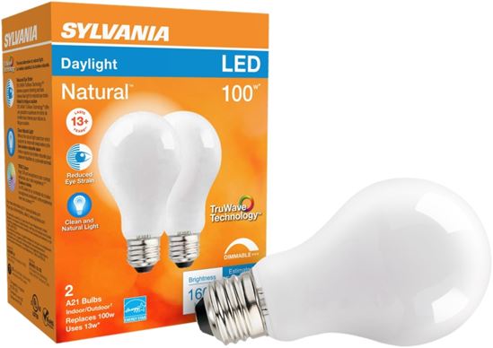 Sylvania 40753 Natural LED Bulb, General Purpose, A21 Lamp, 100 W Equivalent, E26 Lamp Base, Dimmable, Frosted - VORG1228170