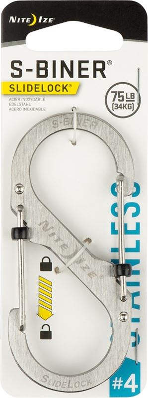 Nite Ize LSB4-11-R3 Key Carabiner, 1.6 in OAL, Stainless Steel, Stainless Steel - VORG0493593