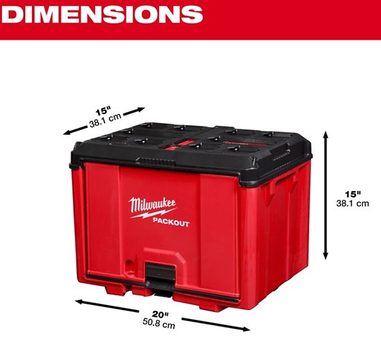 Milwaukee PACKOUT 48-22-8445 Tool Cabinet, 50 lb, 20 in OAW, 15 in OAH, 15 in OAD, Polymer, Black/Red - VORG1389907