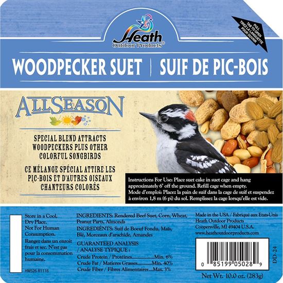 Heath DD-24 Suet Cake, All-Season, 10 oz, Pack of 12 - VORG6226047