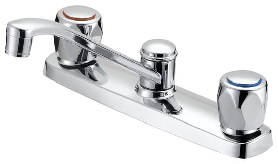Boston Harbor OMETQO1235CP-LF Kitchen Faucet, 1.8 gpm, 3-Faucet Hole, Metal/Plastic, Chrome Plated, Deck Mounting