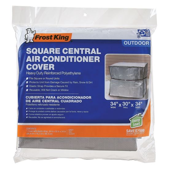 Frost King CC32XH Air Conditioner Cover, 34 in L, 34 in W, 9 mil Thick Material, Polyethylene, Silver - VORG7346042