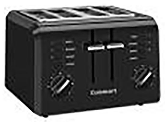 Cuisinart CPT-142BK Toaster, 4-Slice, 7, Button, Dial, Lever Control, Plastic/Stainless Steel, Black - VORG3569316