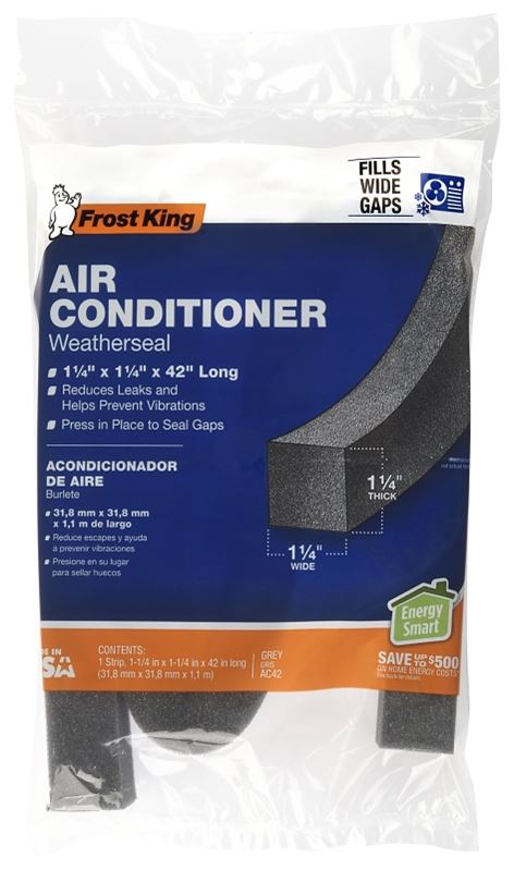 Frost King AC42H Air Conditioner Weatherseal, 1-1/4 in W, 42 in L, Polyurethane, Black - VORG0386060