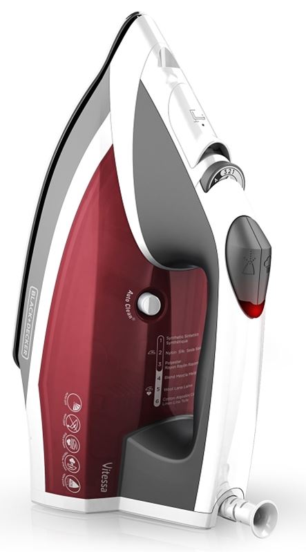 Black+Decker Vitessa Series IR2050 Advanced Steam Iron, 1200 W, Cranberry - VORG7385693