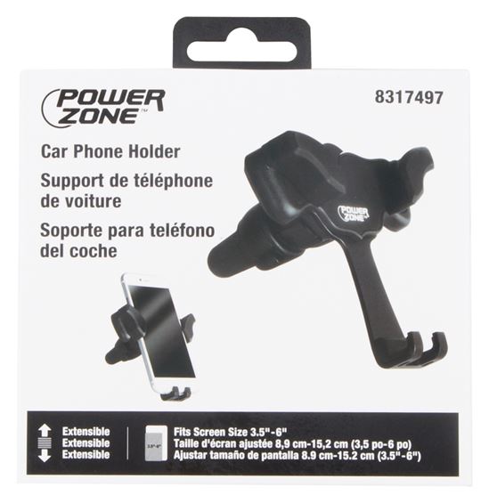 PowerZone KL-038C Car Cell Phone Holder, ABS + Aluminum Alloy, Black - VORG8317497