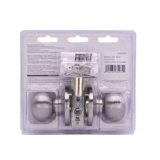 ProSource T9630BRA4V Passage Knob, Metal, Stainless Steel, 2-3/8 to 2-3/4 in Backset, 1-3/8 to 1-3/4 in Thick Door - VORG5229083