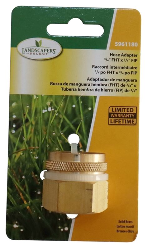 Landscapers Select PMB-055-3LC Hose Adapter, 3/4 x 3/4 in, FHT x FIP, Brass, Brass, For: Garden Hose - VORG5961180