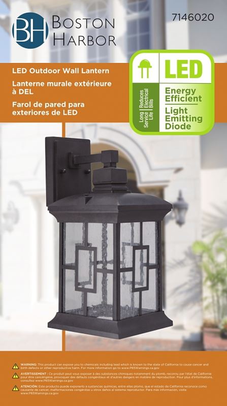 Boston Harbor LED-0172F-WD Outdoor Wall Lantern, 120 V, 11 W, LED Lamp, 600 Lumens, 3000 K Color Temp - VORG7146020