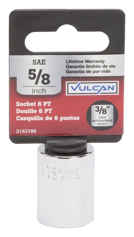 Vulcan MT6495188 Drive Socket, 5/8 in Socket, 3/8 in Drive, 6-Point, Chrome Vanadium Steel, Chrome - VORG3163789