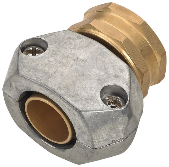 Landscapers Select GC533 Hose Coupling, 5/8 to 3/4 in, Female, Brass and zinc, Brass and Silver