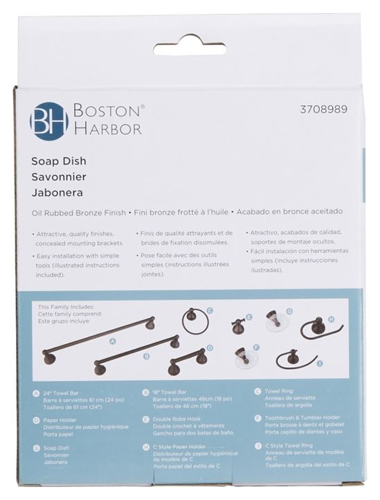 Boston Harbor L5059P-50-10-3L Soap Dish, Wall Mounting, Acrylic Tray/Zinc, Oil-Rubbed Bronze - VORG3708989