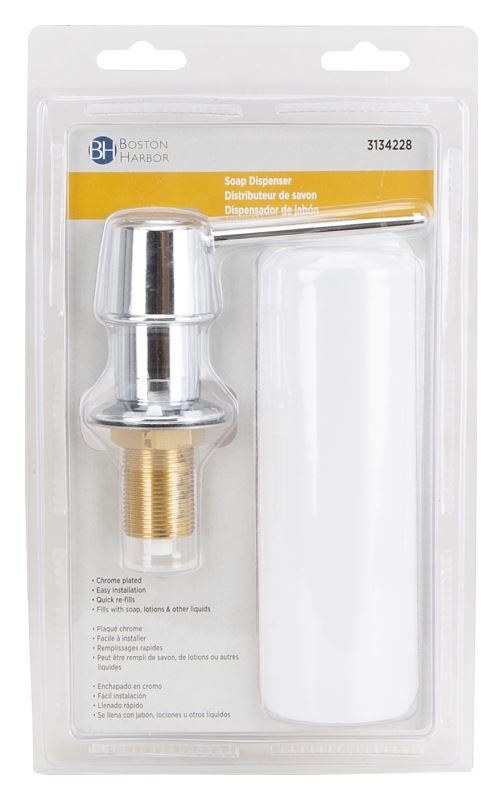 Boston Harbor 62100 Soap Dispenser, 10 oz Capacity, Metal/Plastic, Silver - VORG3134228