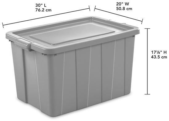 Sterilite 16796A04 Storage Tote, Polyethylene, Cement, 30 in L, 20 in W, 17-1/8 in H - VORG5307806