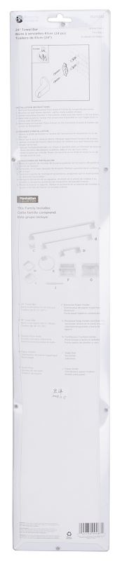 Boston Harbor L3624-51-073L Towel Bar, 24 in L Rod, White, Surface - VORG3624202