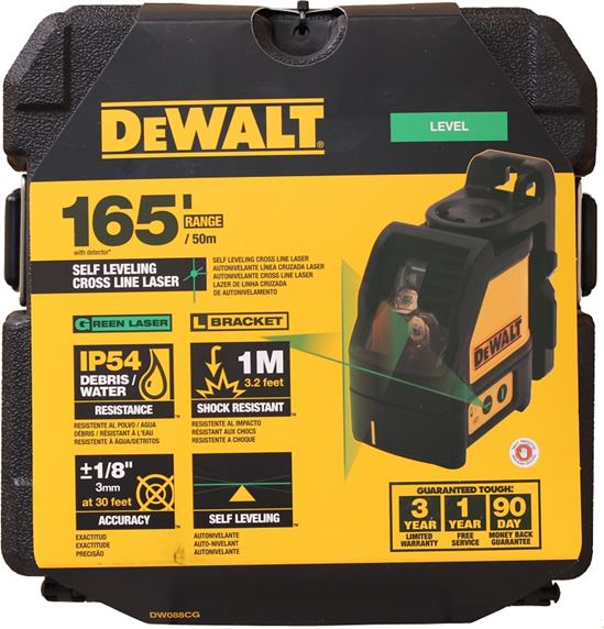 DeWALT DW0822 Laser, 50 ft, +/-3/16 in at 50 ft Accuracy, 2-Beam, Red Laser - VORG2667285