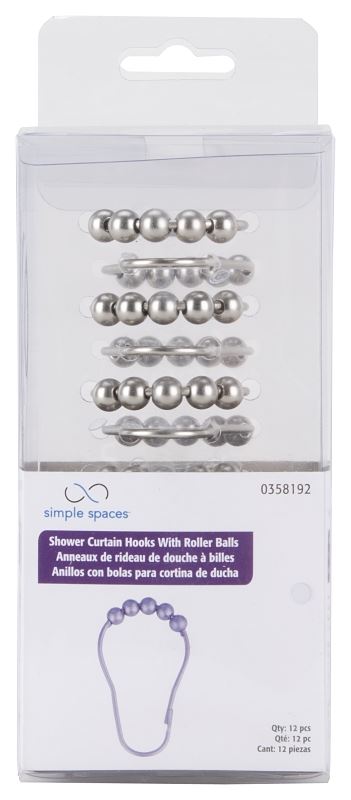 Simple Spaces SD-BH-SN Roller Ball Curtain Hook, Steel, Brushed Nickel, 1-1/2 in W, 3 in H - VORG0358192